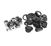 HEEPDD 100 Set Ganci per Lacci per Scarpe, Kit Rivetti con Anello a D con Occhielli in Ottone per Stivali e Scarpe da Ginnastica con Finitura Nera Lucida 100 Ganci 100 Rivetti 100 Copri Bottoni