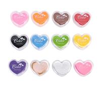 HEEPDD 12 Colori Cuscinetto a Inchiostro per Bambini, Cuscinetti con Inchiostro a Forma di Cuore Solublità Dell'acqua per la Creazione di Schede di Scrapbooking Artigianale con Robusta
