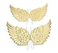 HEEPDD 2 Pezzi di Ali D'Angelo con Paillettes, Forma 3D, Motivo Trasparente, Simpatiche Ali Scintillanti per Cosplay, Costume da Angelo Leggero per Festival Festivi, Feste, Danze, (GOLD)