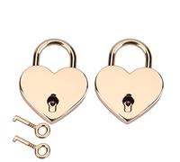 HEEPDD 2 Pezzi Lucchetti a Forma di Cuore, Piccolo Lucchetto Dorato con Chiavi Blocchi Decorativi in Metallo Amore per Diario