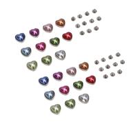 HEEPDD 22 Bottoni Rivetti a Forma di Cuore, Rivetti Decorativi in lega di Zinco con Perle Finte per Progetti di Lavorazione della Pelle, Borse, Giacche, Cinture