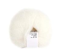 HEEPDD 26g / Roll Gomitoli Mohair, Filato per Maglieria Lungo in Lana con Uncinetto per Gli Indumenti Sciarpe Maglione Scialle Cappelli e progetti Artigianali(Bianca)