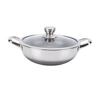 HEEPDD 316 Padella di Frittura in Acciaio Inossidabile con Coperchio a Nido D'ape Induction Cooktop Lavatrice per Piatti con Coperchio di Vetro per e Ristorante per la Casa (30 cm)