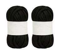 HEEPDD 5 Pezzi di Filato per Spaghetti, Morbido Filato per Tappeti in Cotone per Lavorare a Maglia, Largo 0,8 Pollici, Perfetto per Tappeti e Lavori Fai da Te (BLACK)