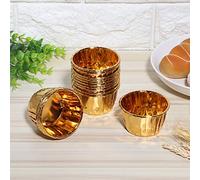 HEEPDD 50 Pezzi di Calore -Carta Resistente Alla Carta Resistente Ai Muffin per Muffin e Torte (Doppia faccia dorata K1001#B)