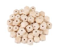 HEEPDD 50 Pezzi di Legno in Legno in Poliedro Non Finiti, Perle di Geometriche Accessori Artigianali Fai -da -te Componenti di Gioielli da 20 Mm con Venatura in per