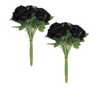 HEEPDD 50 Rose Artificiali, Fiori Finti in Plastica per Decorazioni Fai da Te, Perfetti per Bouquet Nuziali e Centrotavola per la Casa, Categoria Festival (BLACK)