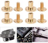 HEEPDD 50 Set Rivetto a Vite, Borchie a Testa Piatta in Ottone 8mm Borchie a Testa Piatta filettate in Ottone Durevole per la Decorazione della Cassa del Telefono della Borsa(Oro)