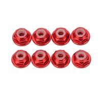 HEEPDD 8 pz 1/24 M2 Dado di bloccaggio in nylon con fascette ad alta resistenza dado anti-allentamento per RC auto (rosso)