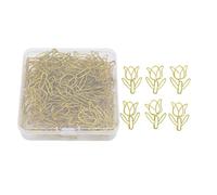 HEEPDD 80 Pezzi di Fermagli a Forma di Fiore per la Scuola, L'ufficio, la Casa, in Metallo Galvanizzato, Mini Fermagli per Organizzare File, Segnalibri, Foto (GOLD)