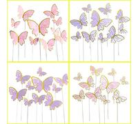 HEEPDD Accenti per Arredamento per la Casa 40 Pezzi Decorazioni per Torta Farfalla, Toppers per Torta Farfalla Toppers per Baby Shower per la Doccia