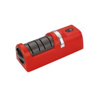 HEEPDD Affilacoltelli Elettrico, Ricaricabile Tramite USB con Mola Fine a Grana Grossa con Base Antiscivolo per Uso Domestico in Campeggio All'aperto da Chef di (rosso)