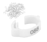 HEEPDD Anelli di Piede Pollame da 100 Pezzi, Bande di Gambe di Identificazione Etichette Numerate per Anatra di Pollo con Design Retrattile a 6 Slot di Scheda Materiale Sicuro (White)