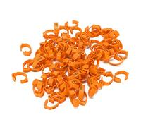HEEPDD Anelli di Piede Pollame da 100 Pezzi, Bande di Gambe di Identificazione Etichette Numerate per Anatra di Pollo con Design Retrattile a 6 Slot di Scheda Materiale Sicuro (Orange)