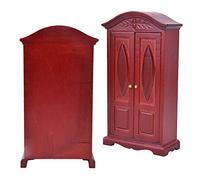 HEEPDD Armadio per Casa delle Bambole, Armadietto Vintage in Legno per Bambole in Miniatura 1:12, Perfetto per la Decorazione della Casa delle (Borgogna)