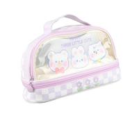 HEEPDD Astuccio Trasparente di Grande capacità, Borsa Impermeabile in PVC PU Simpatico Cartone Animato, Ideale per Studenti e Viaggiatori di Trucco (Viola CIAO Coniglio)