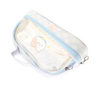 HEEPDD Astuccio Trasparente di Grande capacità, Borsa Impermeabile in PVC PU Simpatico Cartone Animato, Ideale per Studenti e Viaggiatori di Trucco (gattino blu)