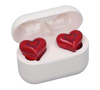 HEEPDD Auricolari a Forma di Cuore, Suono Stereo HIFI Elegante con Luce Sfumata, Auricolari Comodi e Leggeri con Custodia di Ricarica per lo Sport e il Lavoro (rosso)