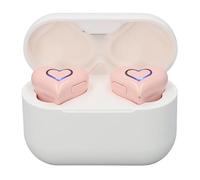 HEEPDD Auricolari a Forma di Cuore, Suono Stereo HIFI Elegante con Luce Sfumata, Auricolari Comodi e Leggeri con Custodia di Ricarica per lo Sport e il Lavoro (PINK)