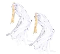 HEEPDD Bacchette da Sposa con Nastro di Pizzo da 40 Pezzi, Bastoncini di Legno in Tessuto di Poliestere con Nastri Fluenti e Campanelli per la Celebrazione del Matrimonio