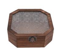 HEEPDD Banca di Gioielli in Legno Ottagonale, Scatola del Ricovero a Forma di Ottagono con Coperchio in Vetro e Chiusura a Cerniera per il Trucco per la Casa di Gioielli Decorazioni