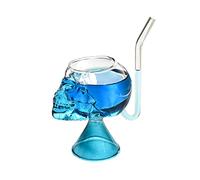 HEEPDD Bicchieri di Vetro con Teschio Vampiro, 8,45 Once, Calice Cristallino con Base, 11 X 17 Cm, Arancione e Blu, per Whisky, Vino, Succhi di Frutta, Bar, caffè, Decorazioni di Halloween (#2)