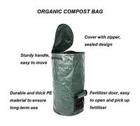 HEEPDD Borsa di Compost Biologica, Pacchetto da 2 Galloni da 15 Galloni da 34 per i Bidoni del Giardino Sacchetti di Compost PE Sacchetti Riutilizzabili per Cortile Casa Usi Nan (verde scuro)