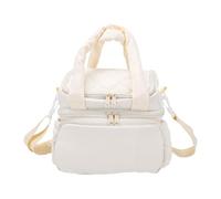 HEEPDD Borsa per il Pranzo Coibentata Borsa per il Pranzo a Doppio Piano da 11,8 Litri di Grande capacità, Termica da 16 Lattine con Apertura a 180°, Separa Cibi Caldi e Freddi, (Beige)