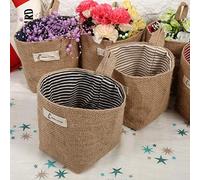 HEEPDD Borsa Portaoggetti da Appendere in Cotone e Lino, Organizer Pieghevole, Strisce Blu, 10 X 10 X 13 Cm, Design Rustico per la Camera da Letto e la dell'ufficio (Striscia Blu)