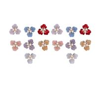 HEEPDD Bottoni con di Perle, per Creazione di Gioielli, Set di Design Floreale da 14 Pezzi con Retro Piatto per Artigianato e Decorazioni Bottoni con di Perle, Abbellimenti di Cristalli e Indumenti