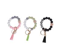 HEEPDD Bracciale Portachiavi, Braccialetto con Perline in Silicone per Donna, 3 Portachiavi Morbidi e Confortevoli per la Gita in Borsa (B)