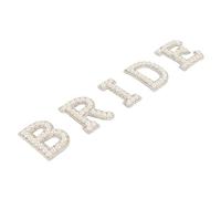 HEEPDD Bride Rhinestone Iron On Letters 5 Pezzi Sparkling Pearl Applique Patch per Giacche di Abbigliamento Cappelli Decorazioni Fai -da -te