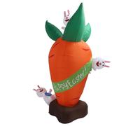 HEEPDD Carota Coniglio Gonfiabile, Decorazione Pasquale Resistente Alle Intemperie con Luci LED Super Luminose e Picchetti da Terra per Feste in Giardino, Prato, Vacanze, 1,8 M (Spina europea)