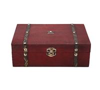 HEEPDD Cassettiera del Tesoro di Legno, Vintage Scatola di immagazzinaggio dei Gioielli di Legno Retro Keepsake Box Antique Jewelry Organizer Scatola Decorativa 23 x 16 x 7.5cm