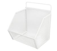 HEEPDD Cestino in Filo Metallico Montato a Parete, Piccolo Organizer in Metallo con Adesivo Forte per Cucina, Camera da Letto, Asilo Nido (WHITE)