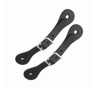 HEEPDD Cinghie per Sperone da 2 Pezzi, Cinturini per Sperone Regolabili in Vera Pelle con Rivestimento Superficiale in PU e Fibbia in Metallo Accessori Equestri per Equitazione Rodeo (Black)