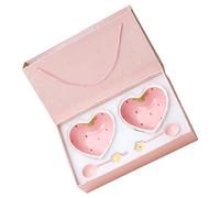 HEEPDD Ciotole per il Cuore delle Fragole Panoramiche, Ciotola per Dessert in Ceramica per la Festa di Compleanno del Matrimonio Nan (2 Ciotola 2 Cucchiaio)