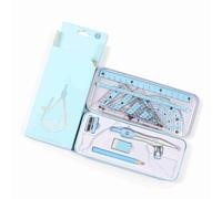 HEEPDD con Goniometro Bussola Matita e Righello per Disegni di Ingegneria e Uso Scolastico 8 Pezzi Kit di Geometria Matematica Forniture per Studenti Necessità Quotidiane della Casa (BLUE)