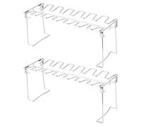 HEEPDD Confezione da 2 Rastrelliere per Cosce di Pollo in Acciaio Inossidabile, Supporto Pieghevole per Bacchette per Barbecue per Accessori da Campeggio per Picnic, Barbecue, Forno,