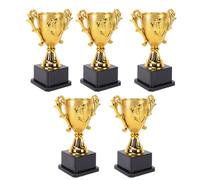 HEEPDD Confezione da 5 Coppe Trofei in Plastica Dorata da 18 Cm con Base Nera, Trofei Premio per Competizioni Sportive, Bomboniere per Vincitori del Campionato per Aula dei (Nessuna Copertura A18 cm)