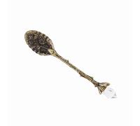 HEEPDD Cucchiaino da caffè Vintage in Bronzo con Cucchiaio da Dessert e Manico in Pietra Preziosa Trasparente per Bar Caffetteria Casa 4,4 Pollici (Bronzo)