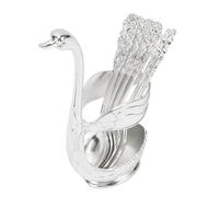HEEPDD Cucchiaio da Dessert a Porta Base Cigno Set di Cucchiai Leggeri per caffè, Bevande - 1 Set di Base D'argento e Cucchiaio D'argento per la Maggior Parte delle Scene