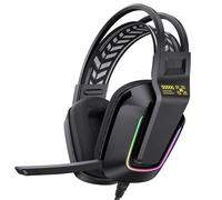 HEEPDD Cuffie da Gioco con Microfono, Cuffie Cablate in ABS con Driver da 50 Mm, Cuscinetti Auricolari in Memory Foam, Microfono Ruotabile, Controllo Volume per PC Portatili Console di Gioco (BLACK)