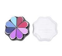 HEEPDD Cuscinetto per Timbri, Design a Forma di Petalo con Inchiostro a Base D'acqua a 8 Colori, Sezioni Rimovibili per la Miscelazione dei Colori, Adatto per Progetti Creativi Fai da (#1)