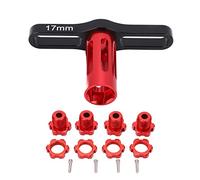 HEEPDD Dadi Esagonali da 17 Mm, Mozzi Ruota in Lega di Alluminio, Kit di Prestazioni di Aggiornamento per Auto RC 5353X E- 1/10 (rosso)