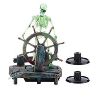 HEEPDD Decorazione del Capitano Pirata dell'acquario, Paesaggio Realistico del Capitano di Pirata Skeleton Ornament Ornamenti di Materiale in Resina di Plastica per Pesce d'acqua Salata