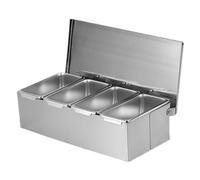 HEEPDD Dispenser per condimenti a 4 scomparti, in acciaio inox, per condimenti, per casa, lavoro, ristorante