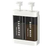 HEEPDD Dispenser per Shampoo e Balsamo, Dispenser per Doccia Manuale Doppio Scomparto, Grande capacità, Ideale per l'uso della Doccia per Shampoo e Balsamo, Materiale ABS, Nan Bagno (WHITE)