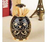 HEEPDD Distributori di Stuzzicadenti Porta a Portata di Steruzione a Mano, Pressione a Mano Retrattile retrò di Distributore di Stuzzicadenti per la Casa Ristorante Nan (Colla nera dorata)