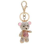 HEEPDD Elegante anello a forma di orso rosa, portachiavi scintillante resistente alla ruggine lega portachiavi portachiavi borsa unica borsa decorazione telefono cellulare accessorio